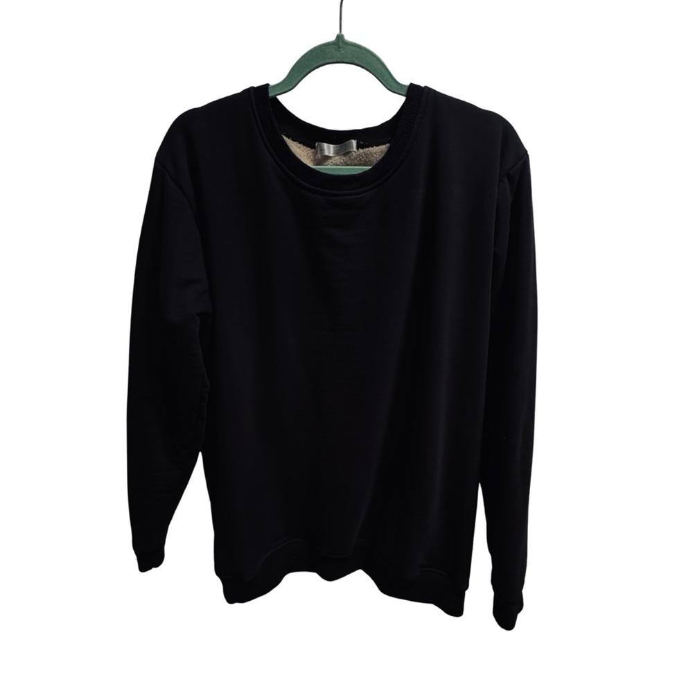 Women’s Black fleece Crewneck Sweatshirt, WARM, size Large